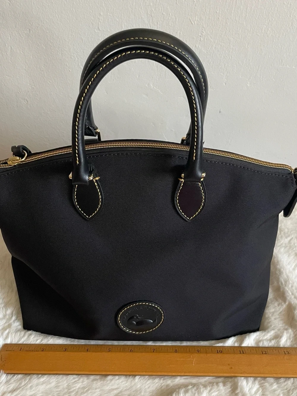 Dooney & Bourke Black Nylon Tote with Gold-Tone Accents